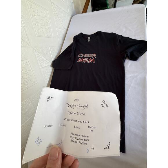 CHEER MOM size Medium Next Level Apparel bedazzled soft black with red diamond - Picture 6 of 6